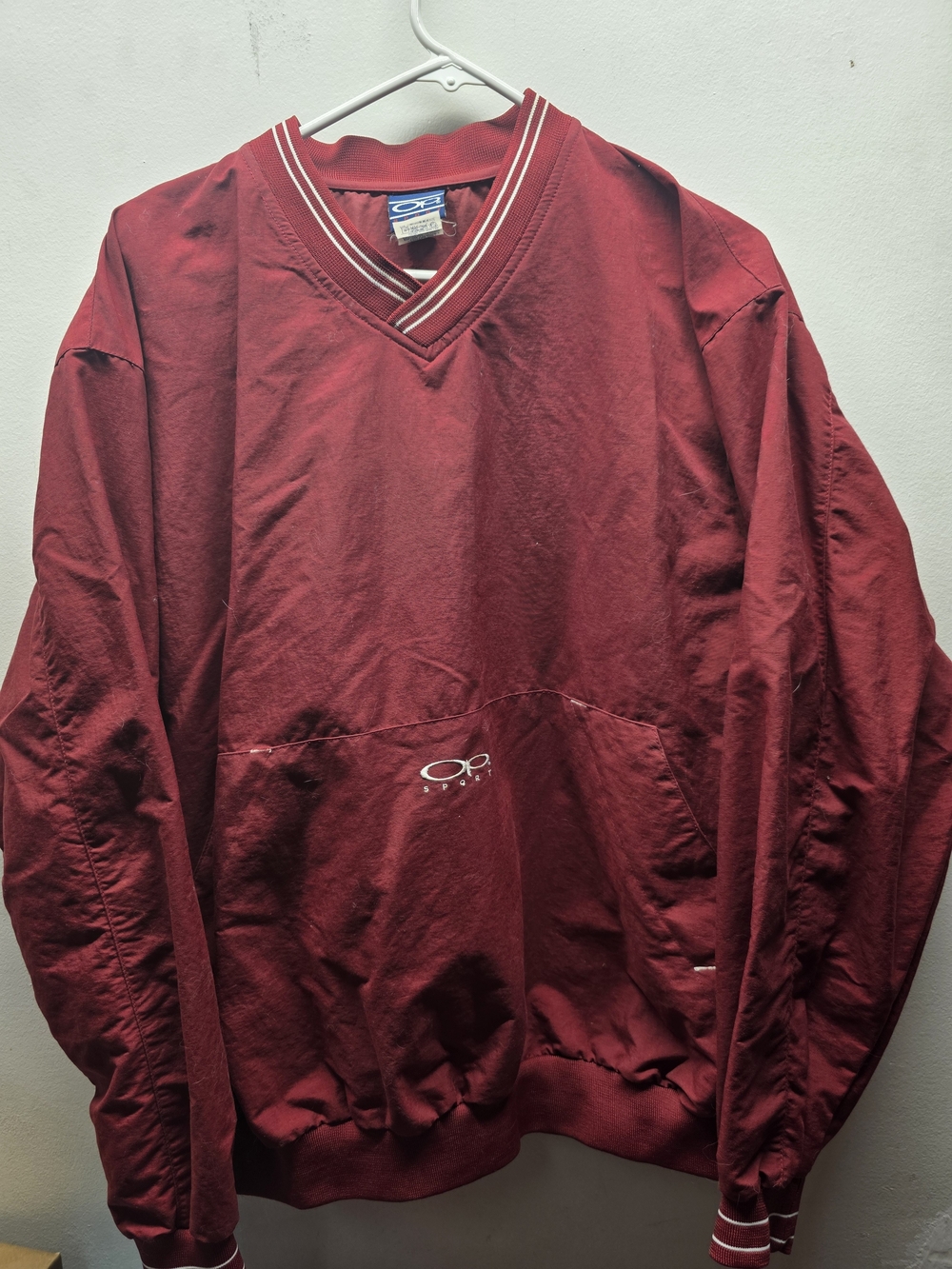 OP Men’s Burgundy Windbreaker Pullover with White Trim
